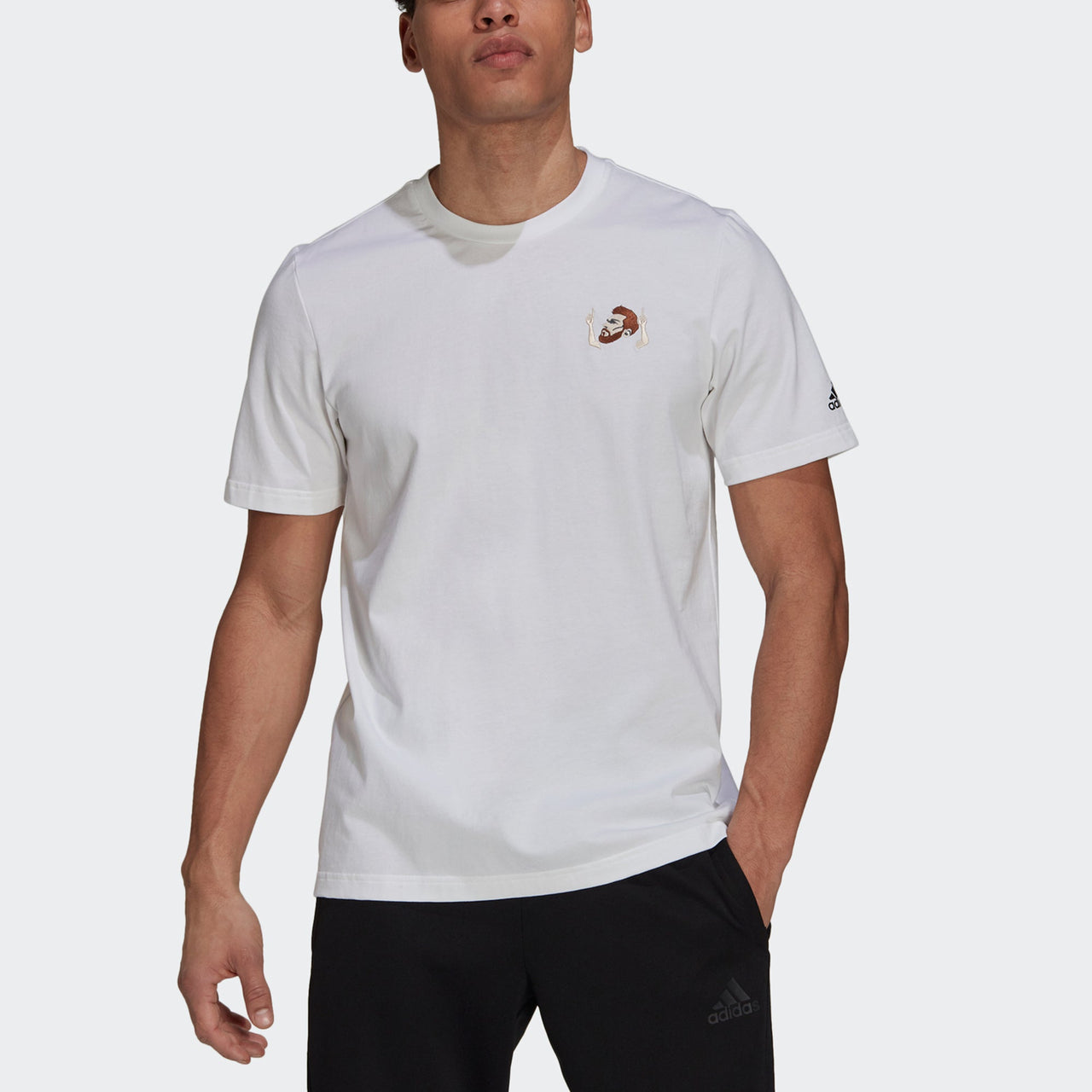 adidas Messi Icon Emb Soccer/Football Casual Sports Short Sleeve White HA5456
