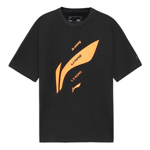 Li-Ning Sports Living Series Logo Printing Sports Round Neck Short Sleeve T-Shirt 'Black' AHSS873-1