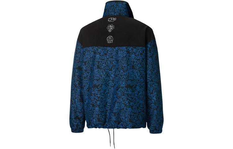 PUMA x Mr Doodle Crossover Graffiti Printing Contrasting Colors Cardigan Stand Collar Jacket Blue 530648-01