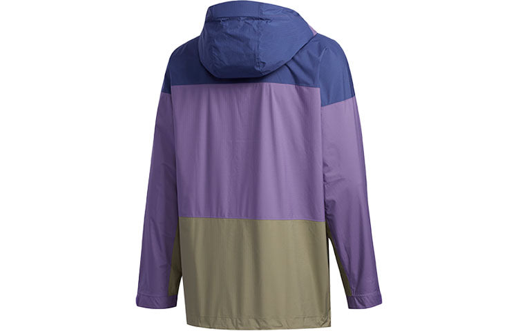 adidas Terrex Xplr Rain 2.5 J Outdoor Sports waterproof Colorblock Hooded Jacket Purple FN0832