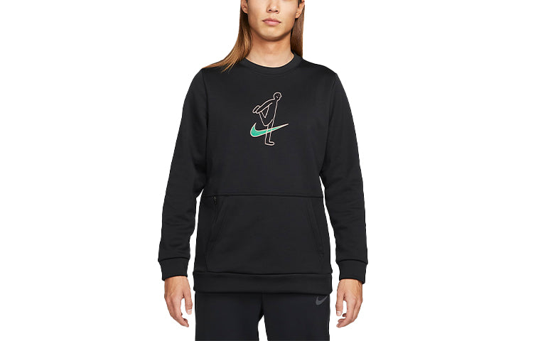 Men's Nike As Nk TF Turf Top Ls Crew Story P Casual Character Printing Round Neck Pullover Black DM5999-010