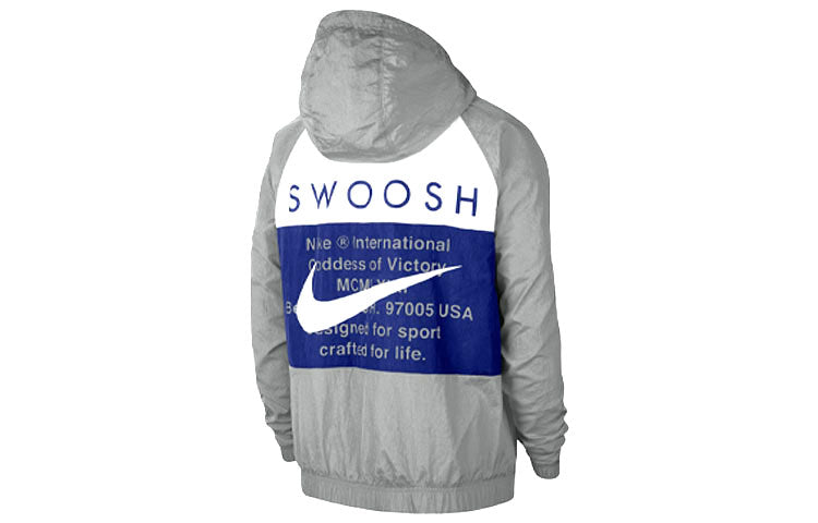 Nike Swoosh Sports Contrasting Colors Printing Alphabet Hooded Jacket Gray CJ4888-073