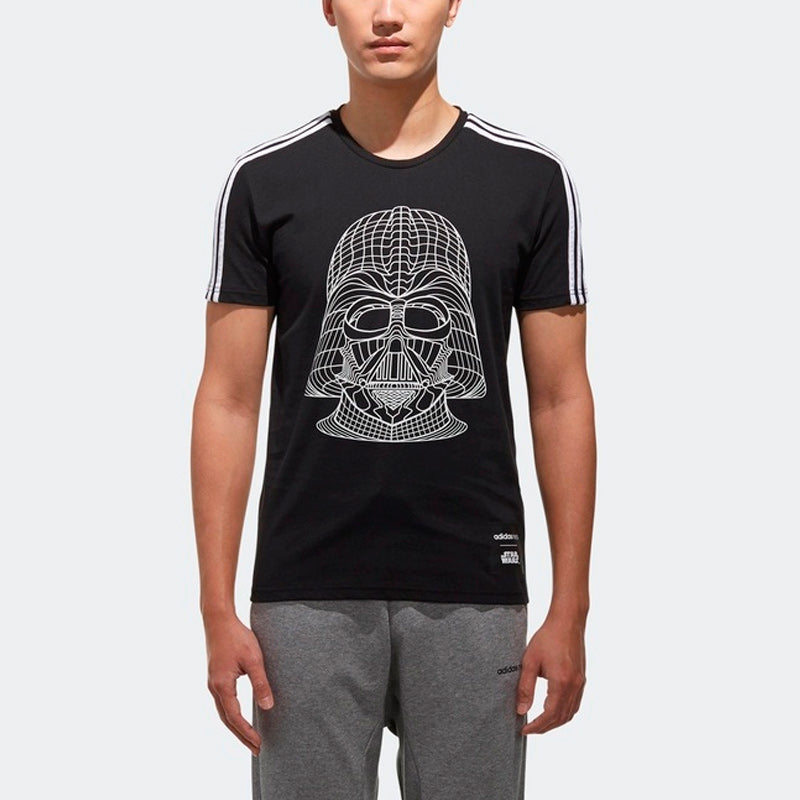 adidas neo M Sw Tee 5 Reflective Black Printing Round Neck Short Sleeve Black CV6998
