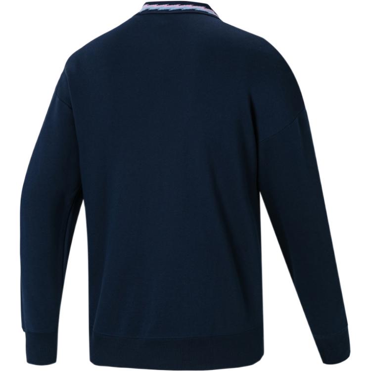 Men's adidas AFC LS CR SWT Solid Color Loose Round Neck Pullover Navy Blue HF4036