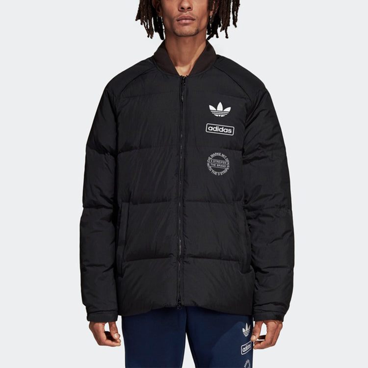 adidas originals Graphic JKT Contrasting Colors Windproof Stay Warm Sports Down Jacket Black DP8555
