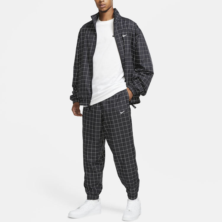 Nike Lab Reflective Plaid Woven Bundle Feet Casual Sports Long Pants Black DA0328-010