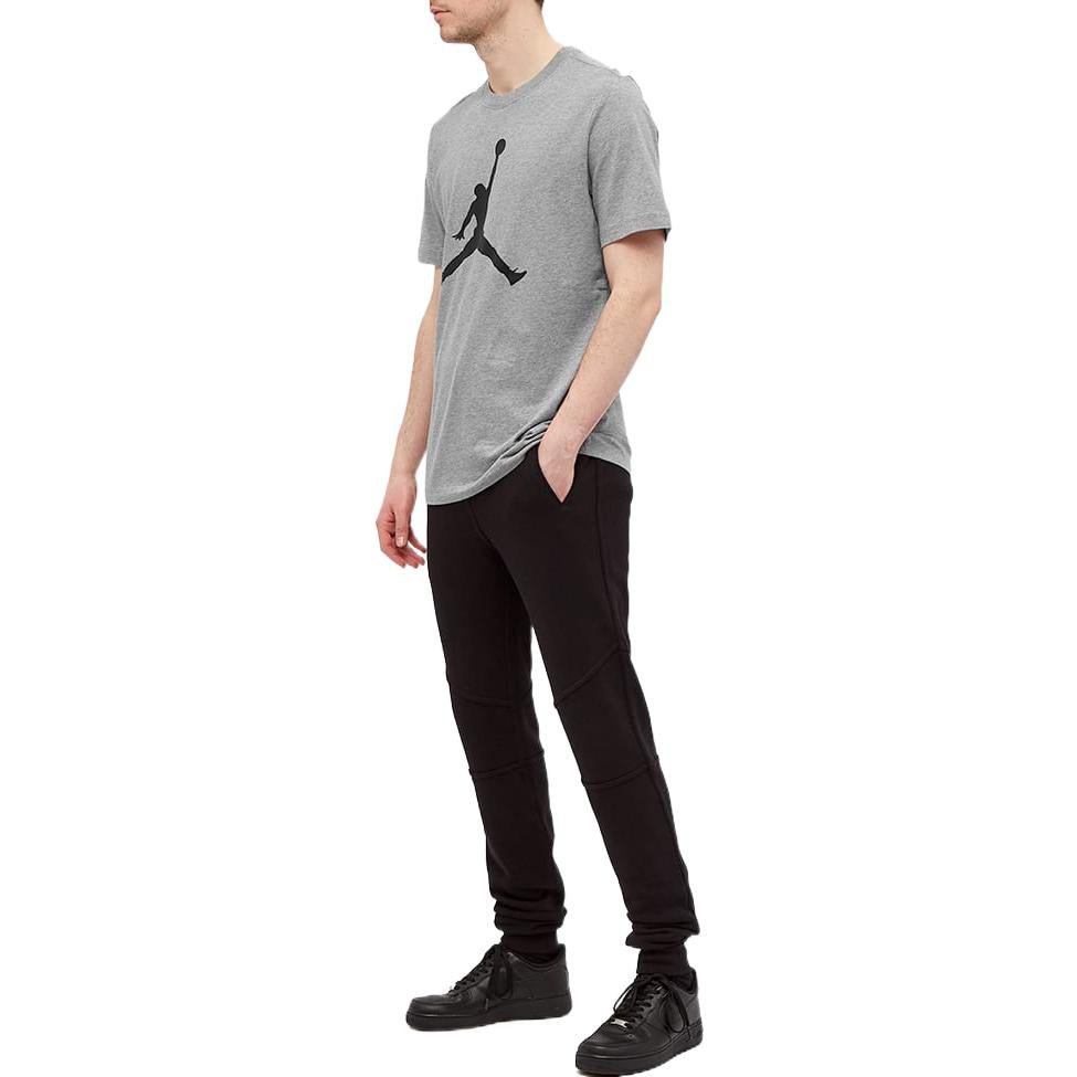 Men's Air Jordan Chest Large Logo Printing Round Neck Cotton Short Sleeve Gray T-Shirt CJ0921-091
