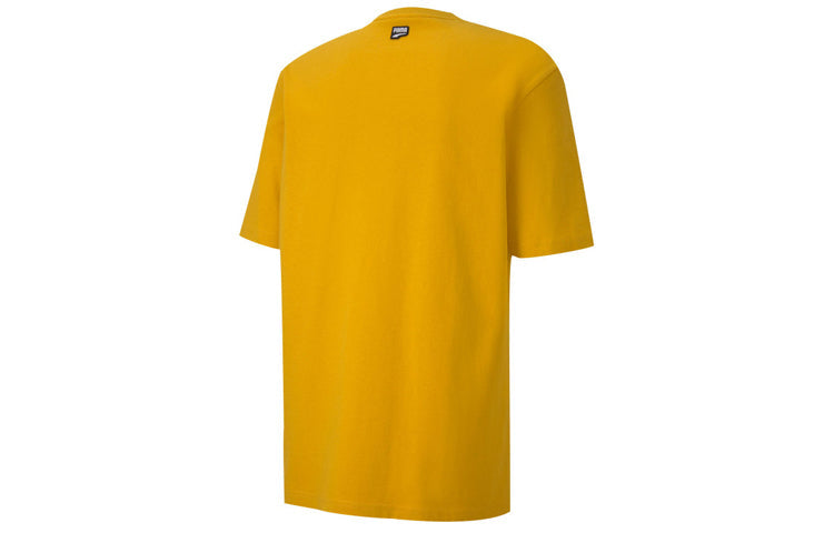 PUMA Downtown Classical Logo Short Sleeve TEE Men Gold 597348-25