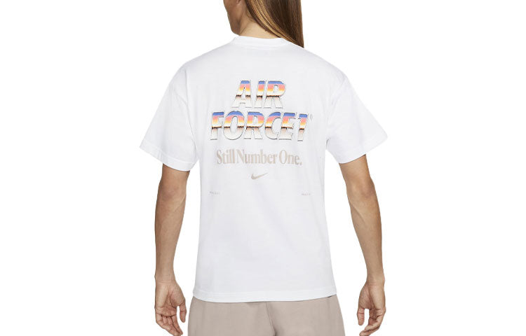 Men's Nike Alphabet Printing Casual Straight Short Sleeve Asia Edition White T-Shirt DR5756-100