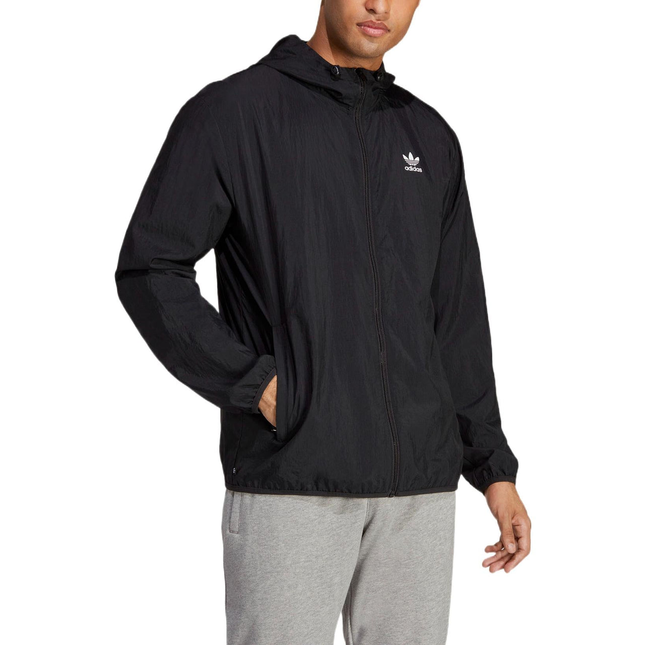 adidas originals Trefoil Essentials Windbreaker Jacket 'Black' IA6362