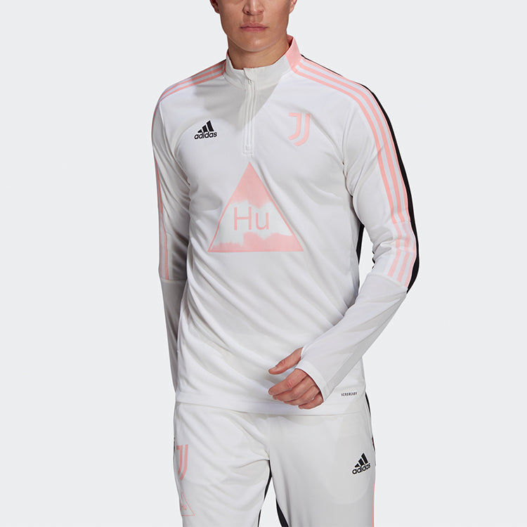 adidas x Crossover Juve Hu Tr Top Juventus Soccer/Football Half Zipper Stand Collar Sports White Black Colorblock GK7824