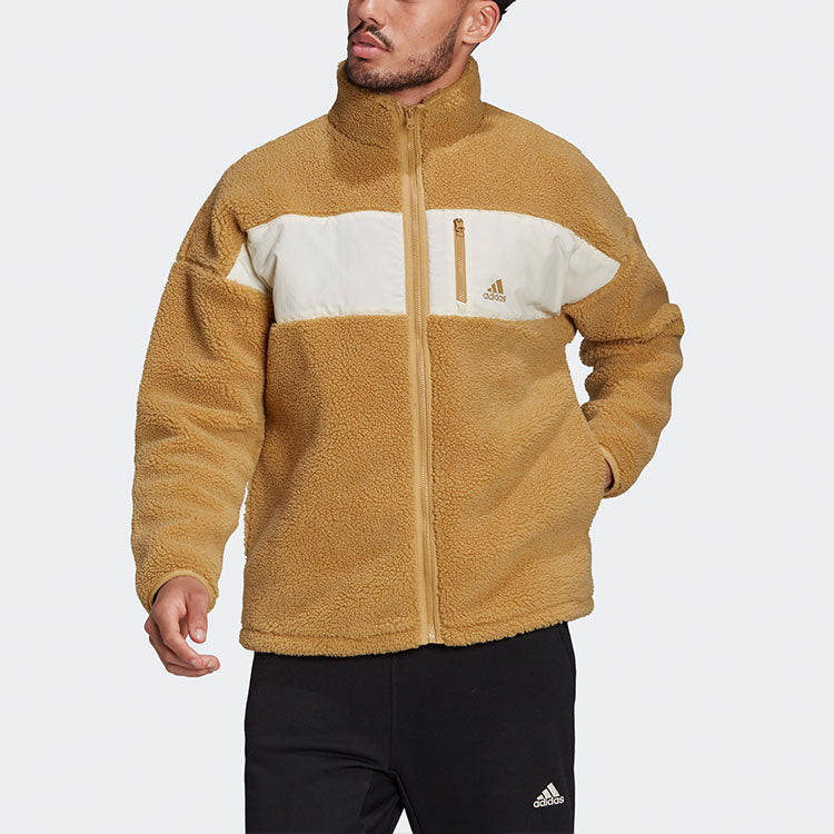 adidas logo Casual Splicing Stand Collar Sports Jacket Couple Style Yellow HI1185