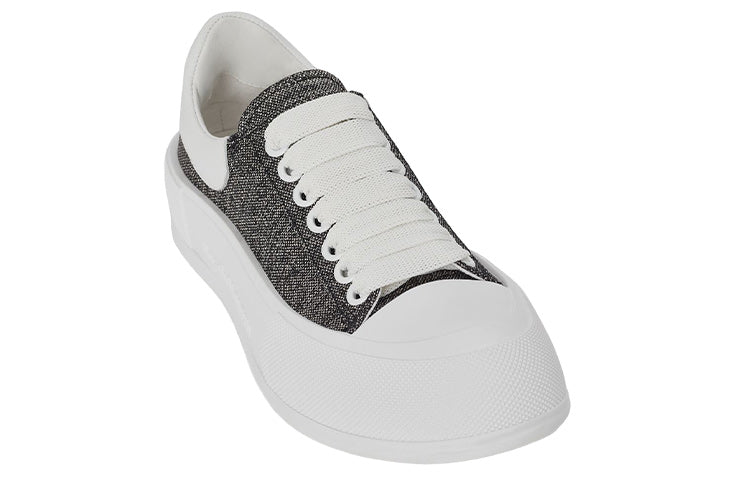 (WMNS) Alexander McQueen Deck Skate Plimsoll Shoes 'White Grey' 697120W4US18462