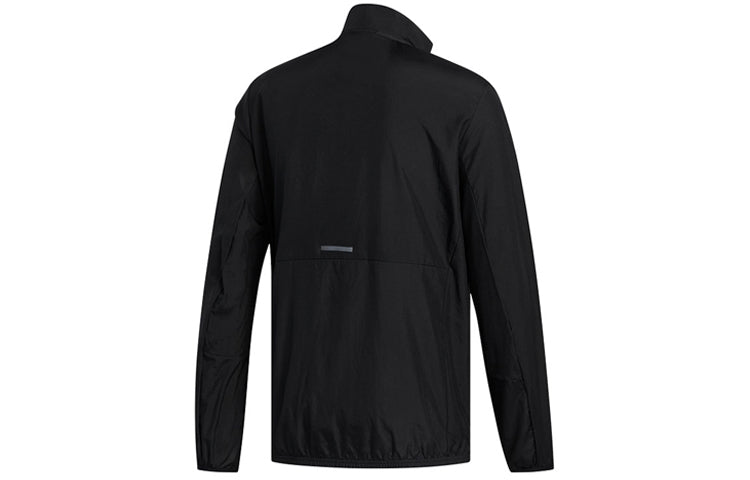 adidas Logo Print Casual Running Stand Collar Jacket Male Black FL6971