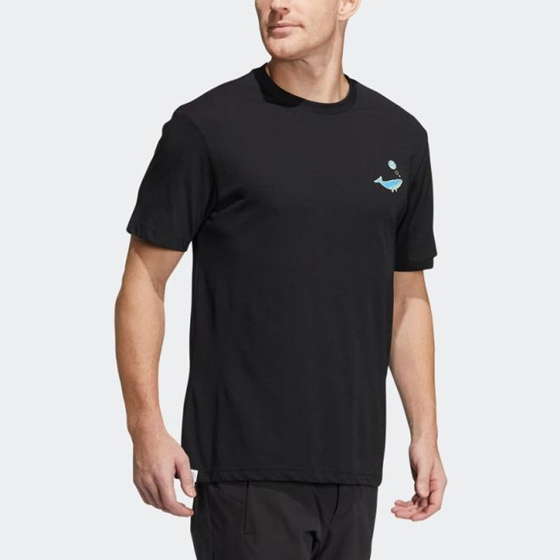 Men's adidas Ocean Gfx Tee Cartoon Animal Sports Alphabet Casual Round Neck Short Sleeve Black T-Shirt HE7357