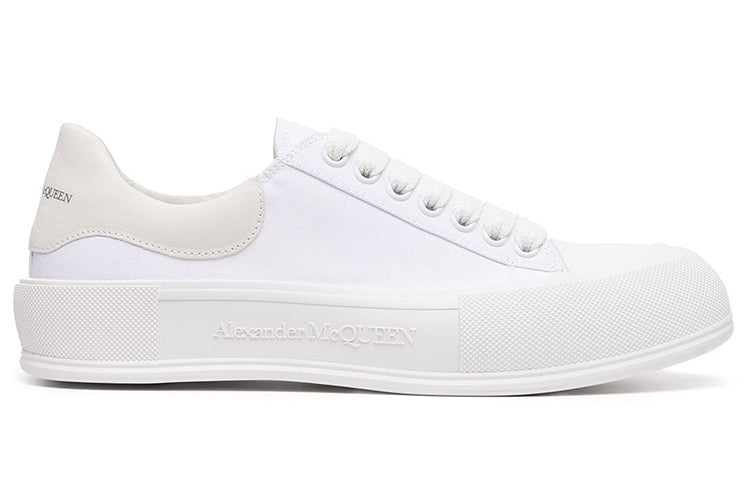 (WMNS) Alexander McQueen Deck Skate Plimsoll Lace Up 'Optic White' 654593W4MV79000
