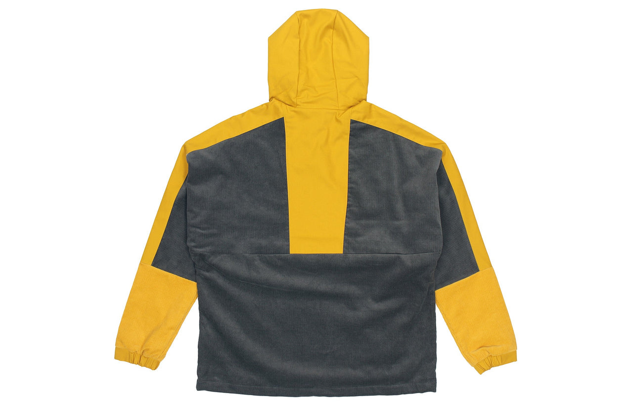 adidas M Corduroy Ank Half Zipper Colorblock Sports hooded Logo Jacket Brown HD0366