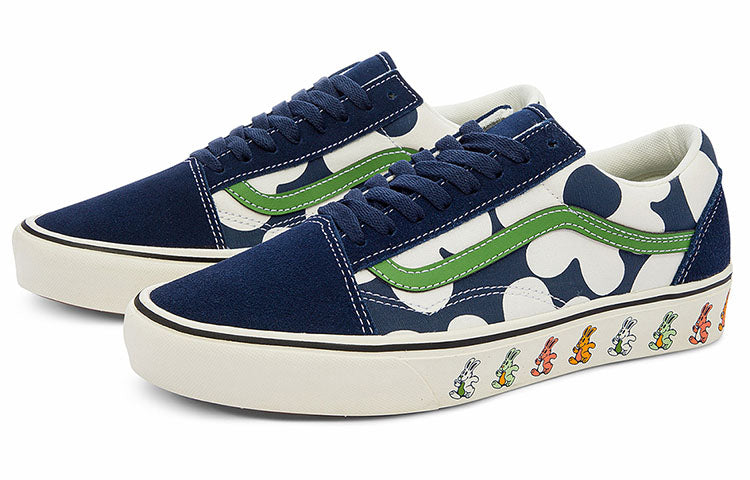 Vans Old Skool Casual Skate Shoes Unisex Blue White Flower Printing 'Blue White Green' VN0A5DYCB1U