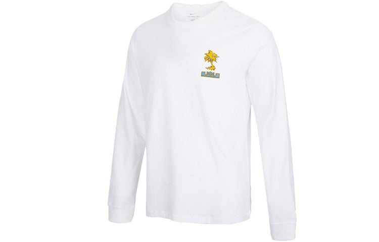 Men's Nike Lebron Sfg Basketball Sports Printing Round Neck Long Sleeves White T-Shirt DN2906-100