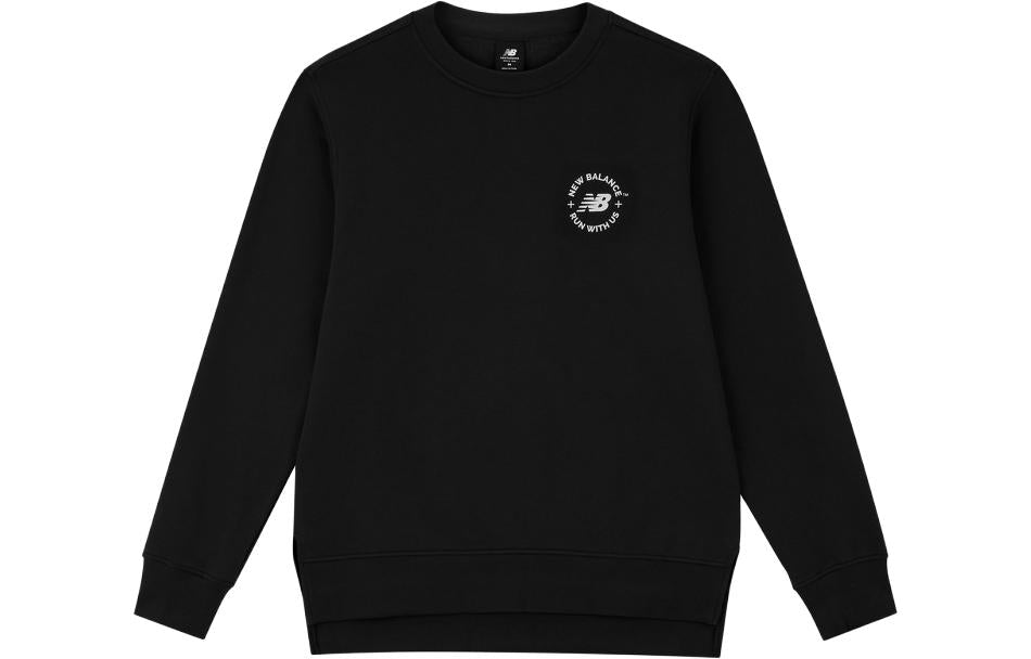 New Balance Logo Pullover Sweatshirt 'Black White' AMT33343-BK