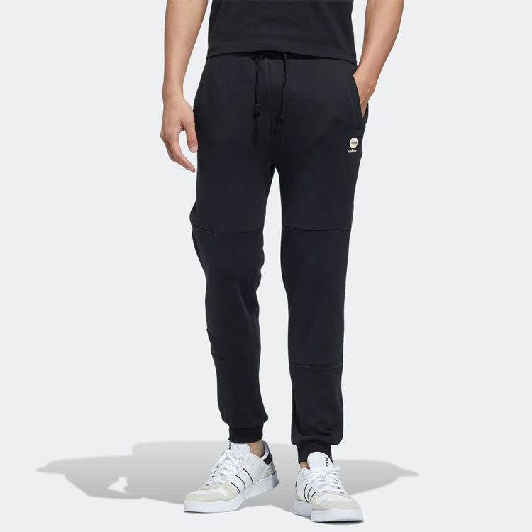 Men's adidas neo Sw Ft Tp Solid Color Lacing Bundle Feet Casual Sports Pants/Trousers/Joggers Black HD4642