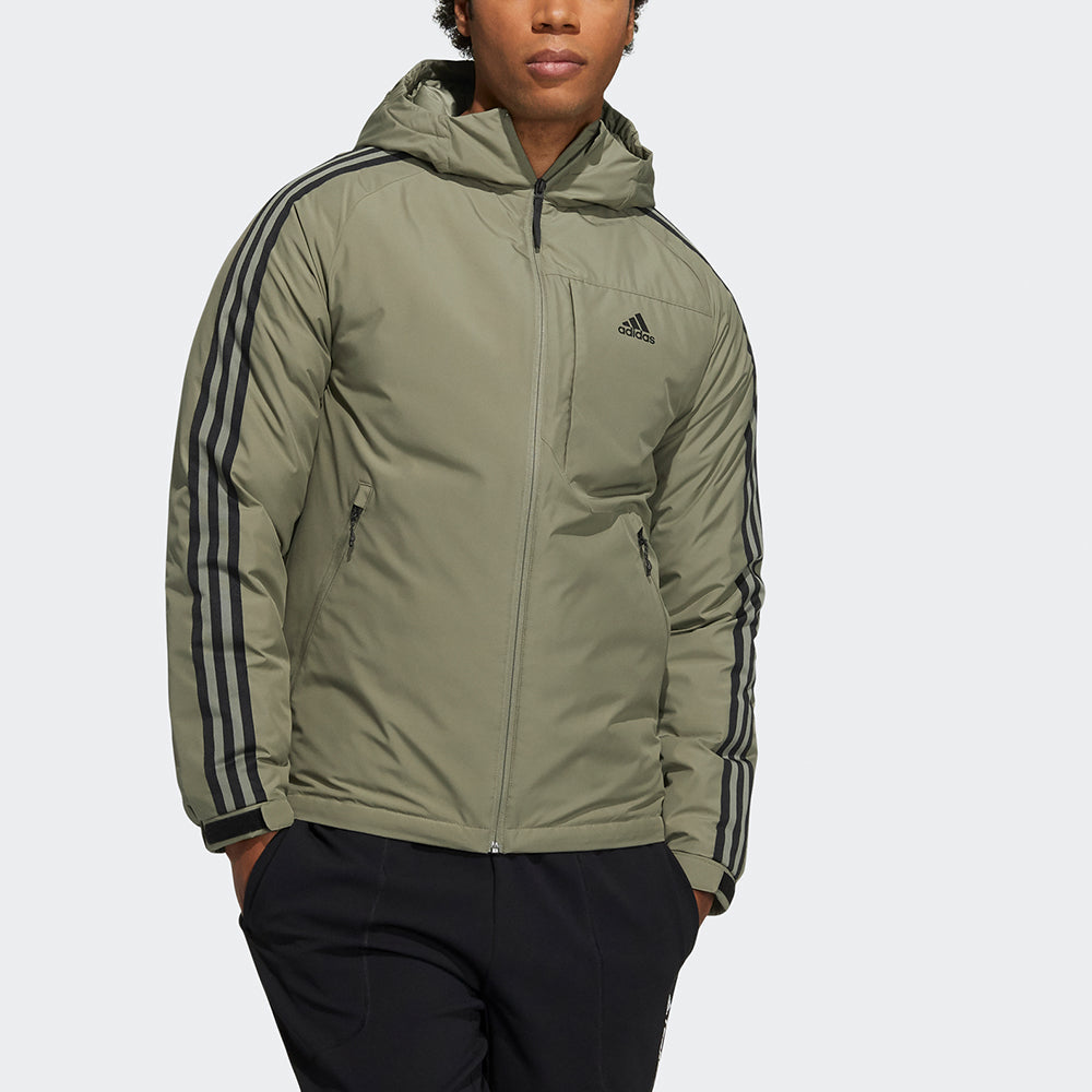 Men's adidas 3St Down Jkt Outdoor Sports Hooded With Down Feather Military Green Jacket H23083