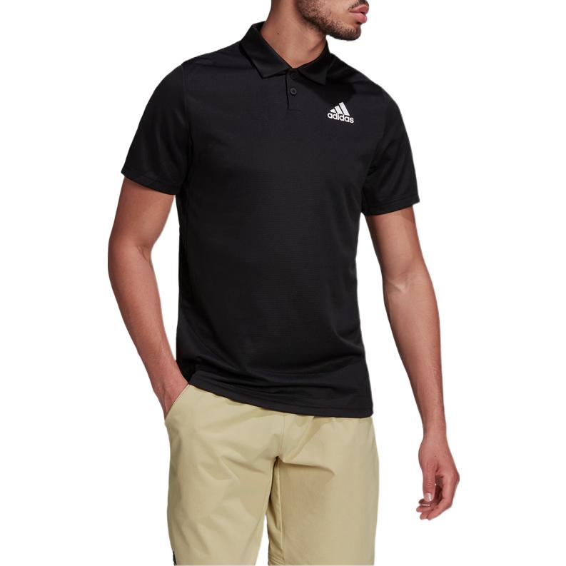 adidas Solid Color Tennis Sports Short Sleeve Polo Shirt Black HC2716