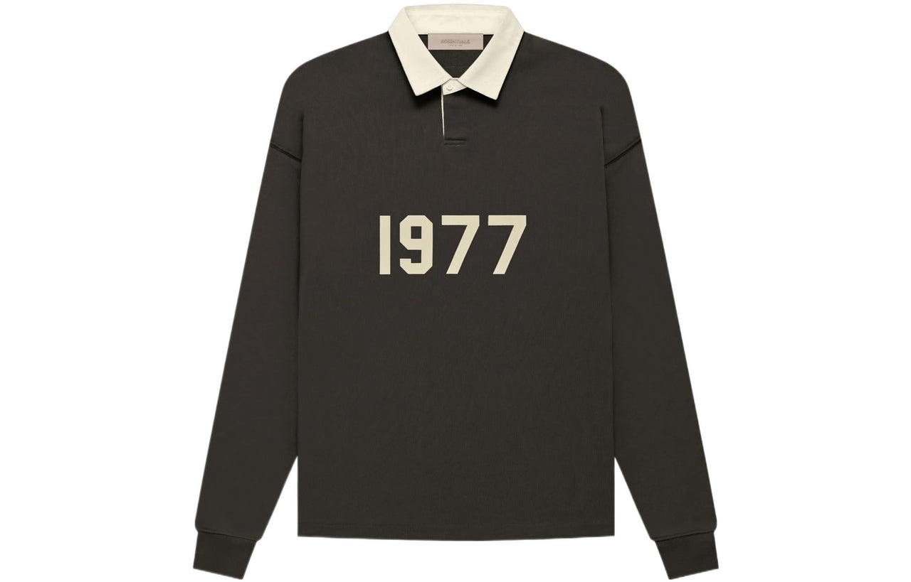 Fear of God Essentials FW22 Henley Rugby Polo 'Off Black' FOG-FW22-366