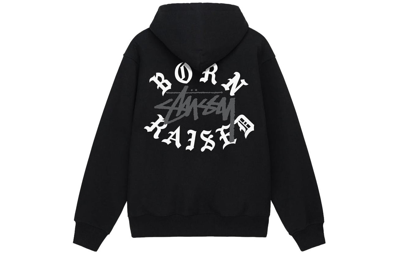 Stussy x Born X Raised Logo Zip Hoodie 'Black' 3973855