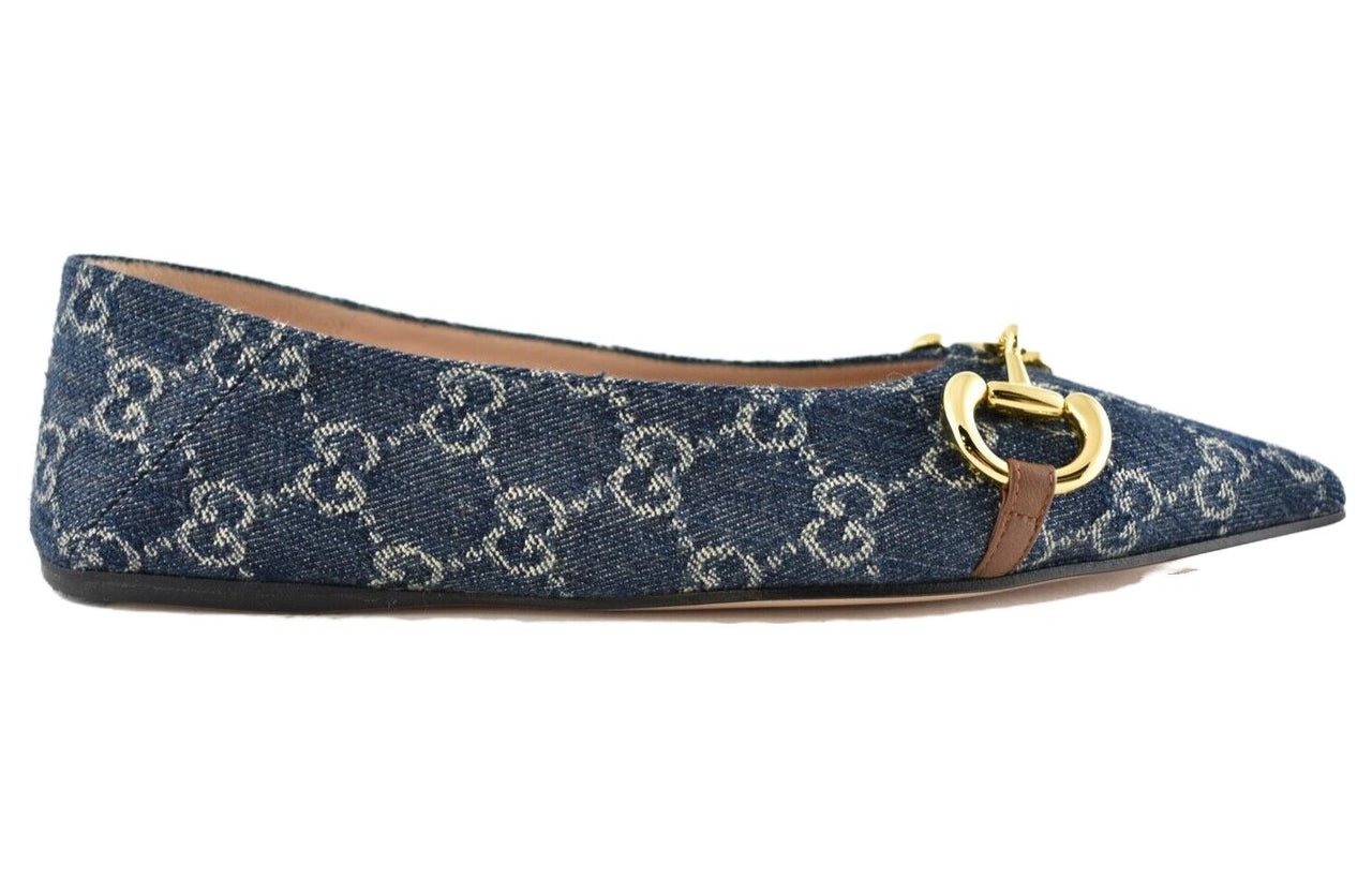(WMNS) Gucci Denim Ballet Flat With Horsebit 'Blue' 635101-2KQ80-4462