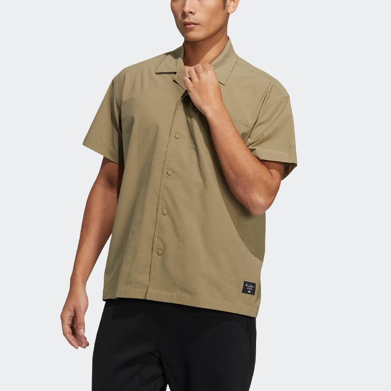 adidas originals Solid Color Sports Short Sleeve Shirt Khaki HD0028