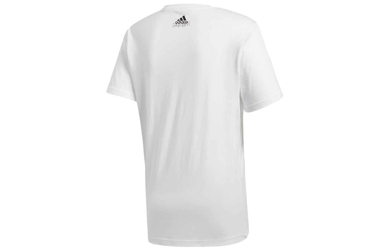 adidas Doodle Photos Photo Printing Sports Round Neck Short Sleeve White FN1715