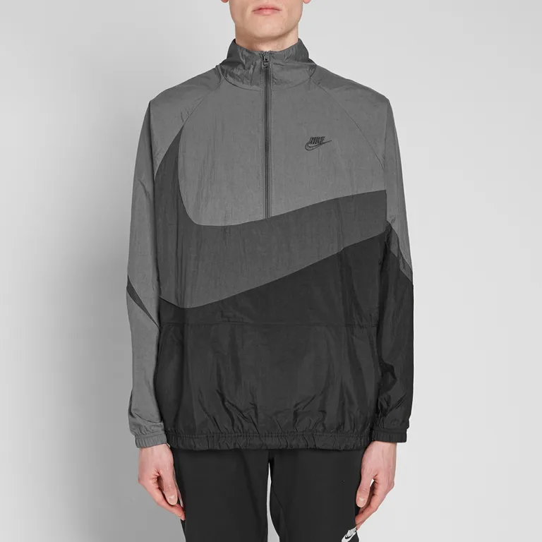 Nike Swoosh Woven Half Zip Jacket 'Black Anthracite Dark Grey' AJ2696-011