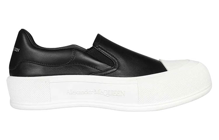 (WMNS) Alexander McQueen Deck Skate Plimsoll 'Black White' 654592WHZT81070