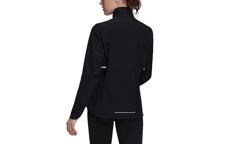 (WMNS) adidas Logo Printing Stand Up Collar Zipper Long Sleeve Jacket Coat Black GU3834
