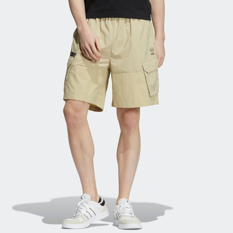 Men's adidas neo Athleisure Casual Sports Solid Color Woven Cargo Pocket Shorts Khaki HC9743