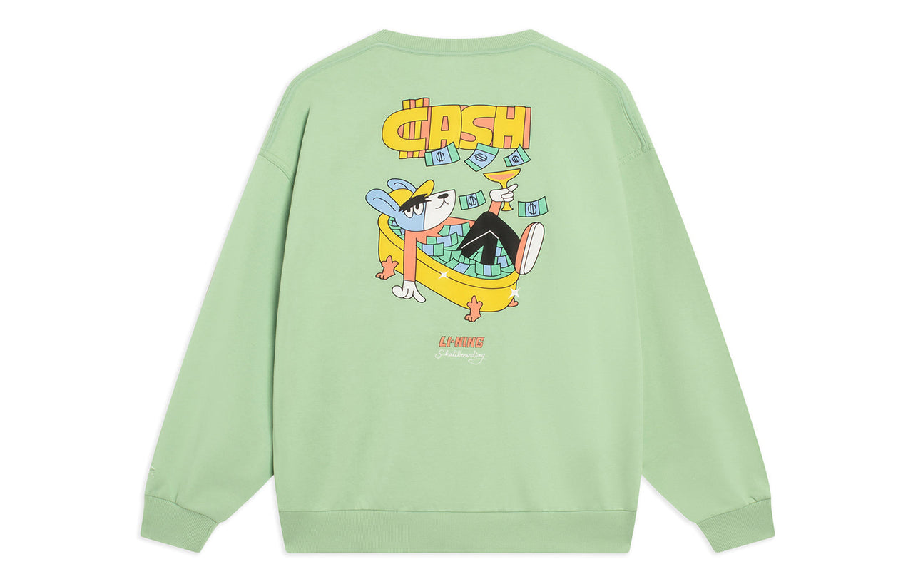 Li-Ning Skateboarding Cartoon Graphic Sweatshirt 'Light Green' AWDT163-4