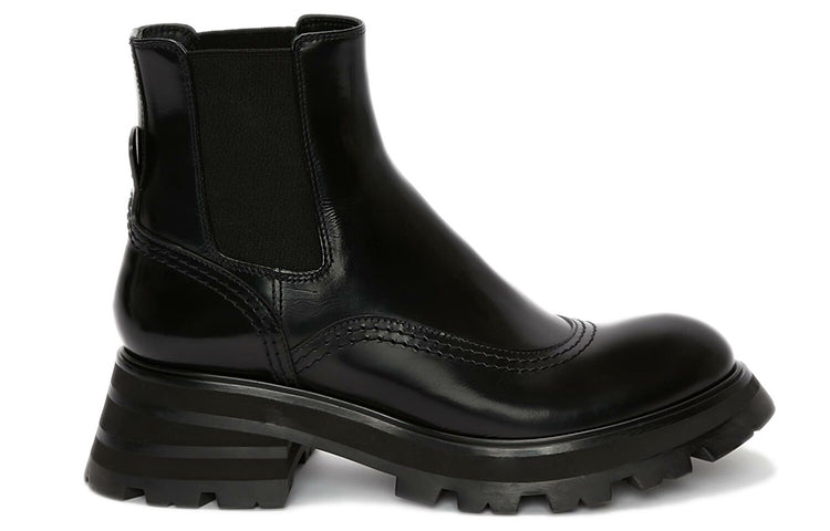 (WMNS) Alexander McQueen Leather Chelsea Ankle Boots 'Black' 666368WHZ841000