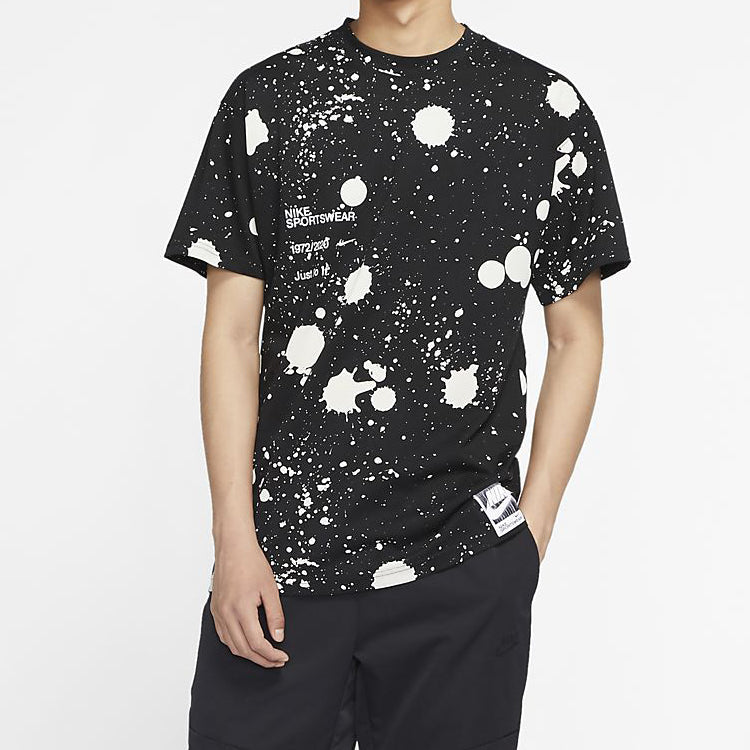 Nike Sportswear Printing Short Sleeve 'Splash Black White' CW0381-010