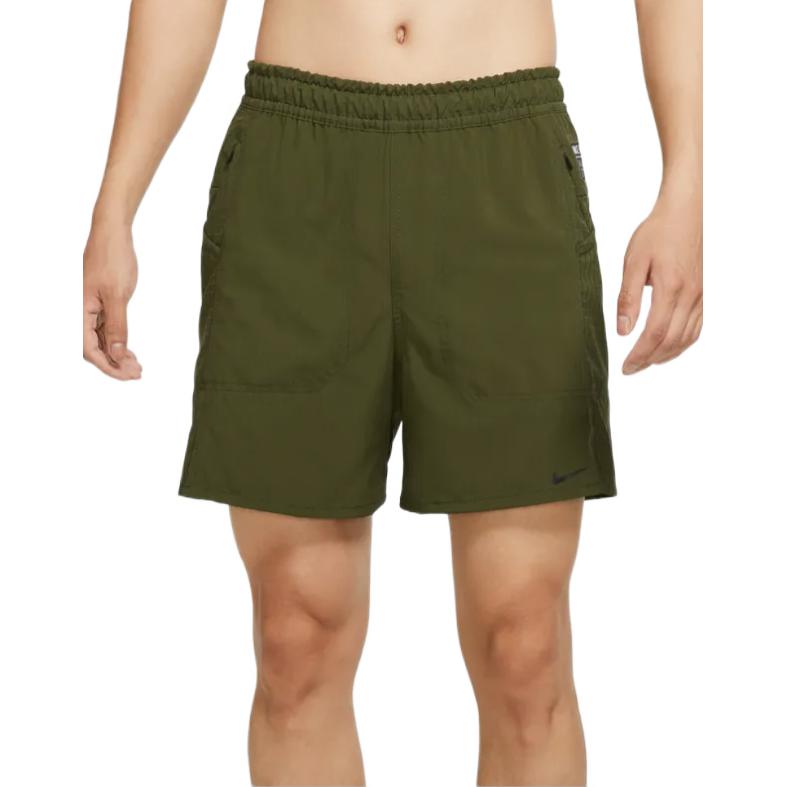 Men's Nike Dri-Fit Solid Color Rear Zipper Pocket Elastic Waistband Straight Shorts Military Green DQ4817-326