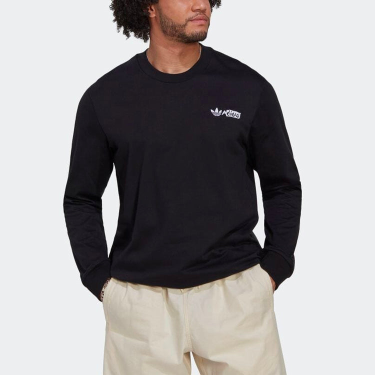 adidas originals Casual Solid Color Back Large Alphabet Long Sleeves Black HT1660