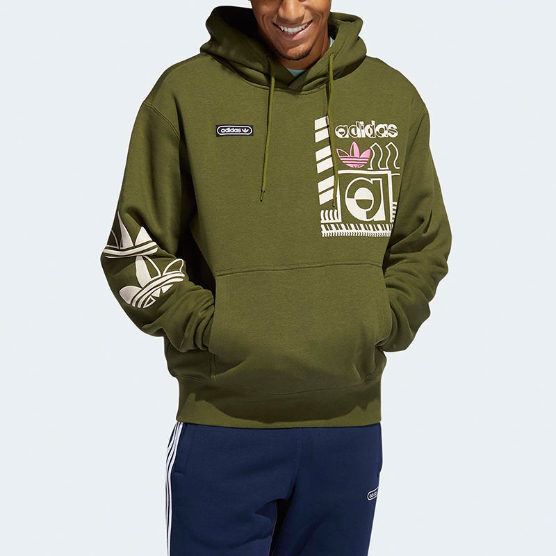adidas originals Casual Sports hooded Pullover Green GN3865