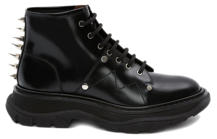 (WMNS) Alexander McQueen Leather Tread Ankle Boots 'Black' 685692WHZ851081