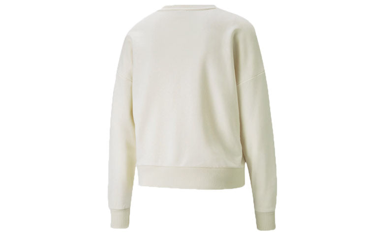 (WMNS) PUMA Classics Logo Printing Round-Neck Swea Ivory 531382-73
