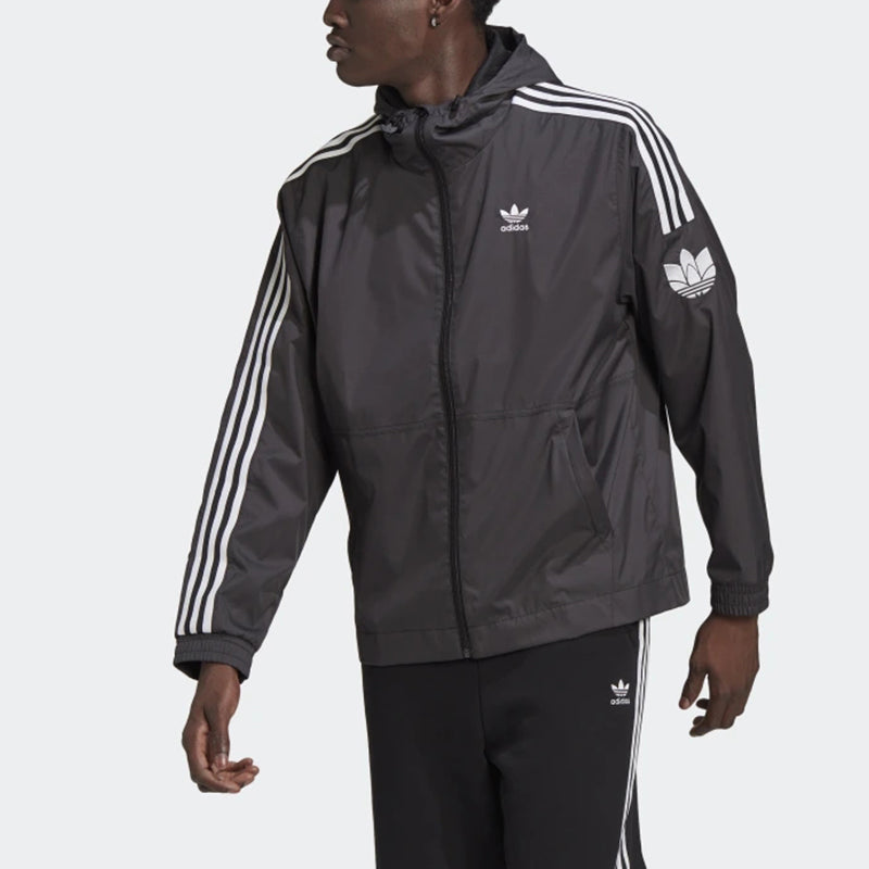 adidas 3d Windbrkr Sports Training Embroidered Logo Woven Hooded Jacket Black GN3551