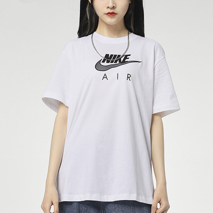 (WMNS) Nike Air Logo Casual Sports Short Sleeve White T-Shirt CZ8615-100