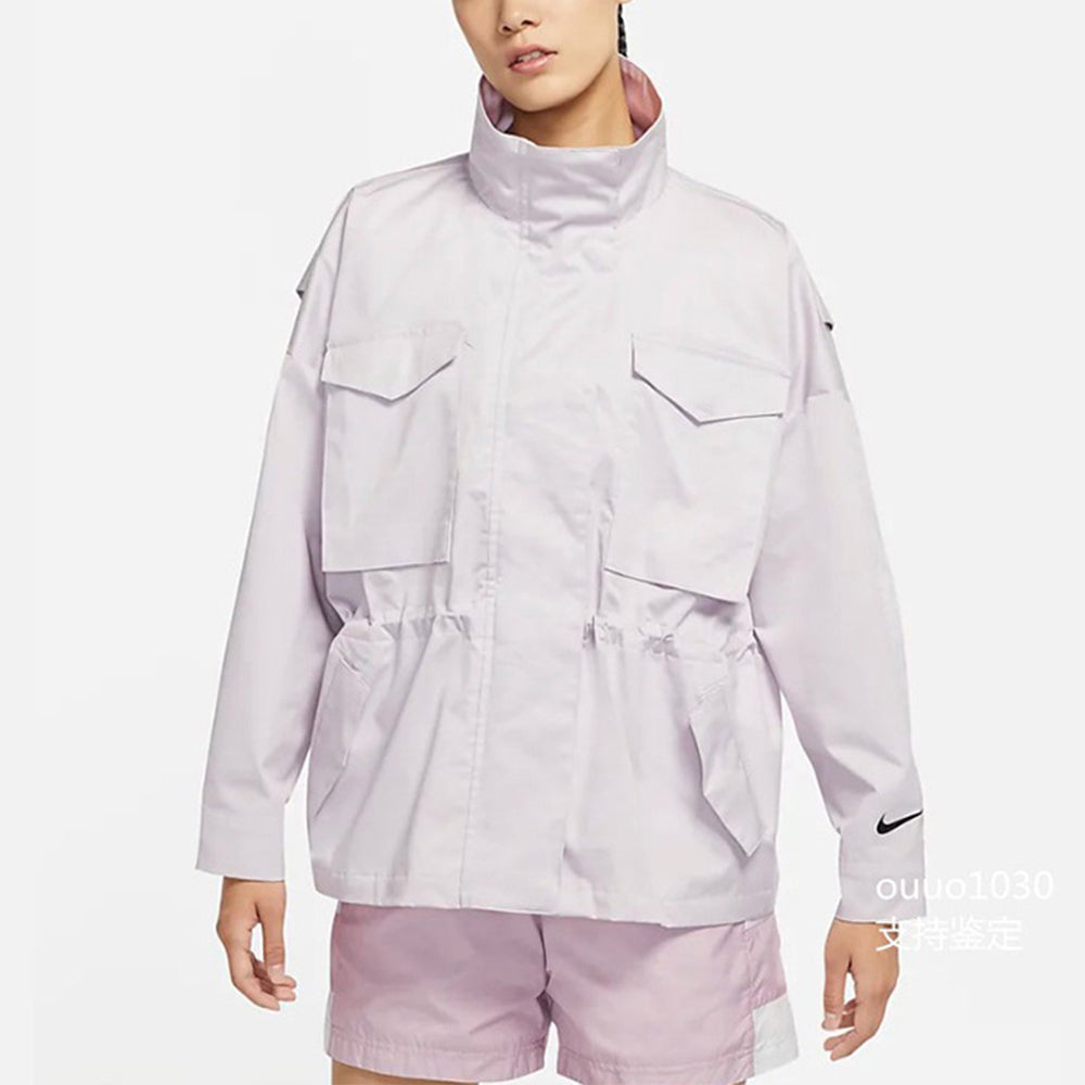 (WMNS) Nike Sw Collection Essentials M65 Casual Solid Color Stand Collar Sports Light Grey Jacket DD5986-511