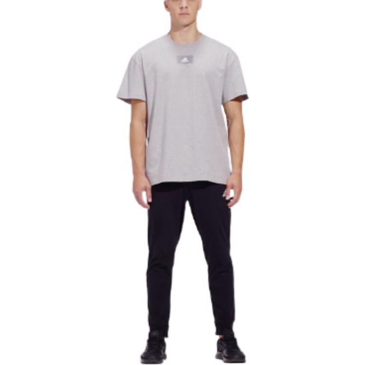 adidas M Fv T Solid Color Logo Athleisure Casual Sports Round Neck Short Sleeve Gray HE4365
