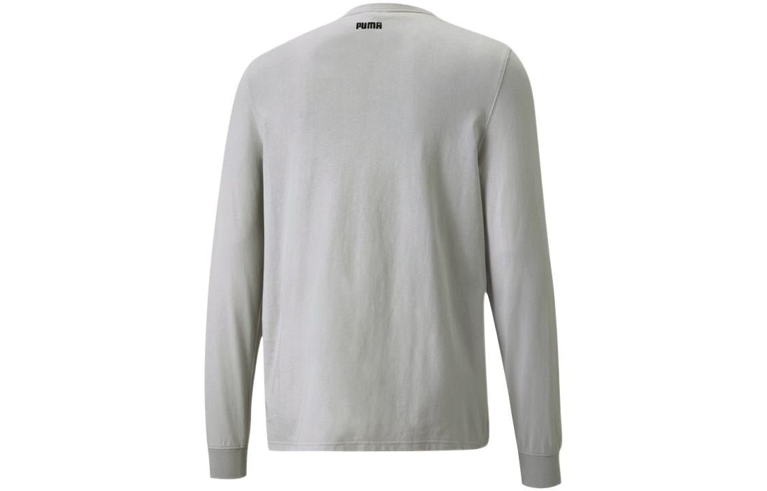 PUMA Scouted Funny Alphabet Printing Sports Round Neck Long Sleeves Gray 532121-01