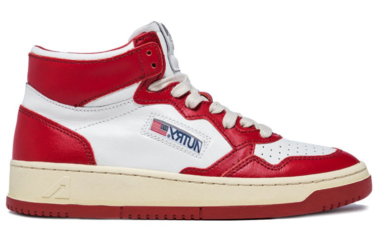 (WMNS) Autry Medalist Mid Leather Sneakers Two-Toned 'White Red' AUMW-WB02